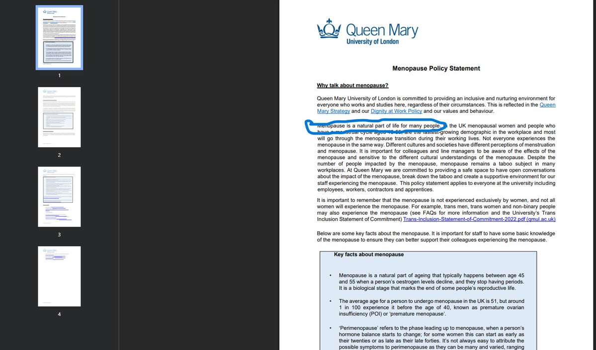 Dr Pam Spurr Psychologist & Artist ๐ขโช๐ฃ (@drpamspurr) on Twitter photo Queen Mary Uni London specialises in medicine & sciences yet it uses gender cult language INSULTING to menopausal women.
Why include "trans women" & "non-binary"ย in this section <a href="/QMUL/">Queen Mary University of London</a>?
As the only boardย member on X wdyt <a href="/SMarshallYork/">Stephanie Marshall</a>?
FYI: WOMEN go through it NOT "people". Queen Mary Uni London specialises in medicine & sciences yet it uses gender cult language INSULTING to menopausal women.
Why include "trans women" & "non-binary"ย in this section <a href="/QMUL/">Queen Mary University of London</a>?
As the only boardย member on X wdyt <a href="/SMarshallYork/">Stephanie Marshall</a>?
FYI: WOMEN go through it NOT "people".