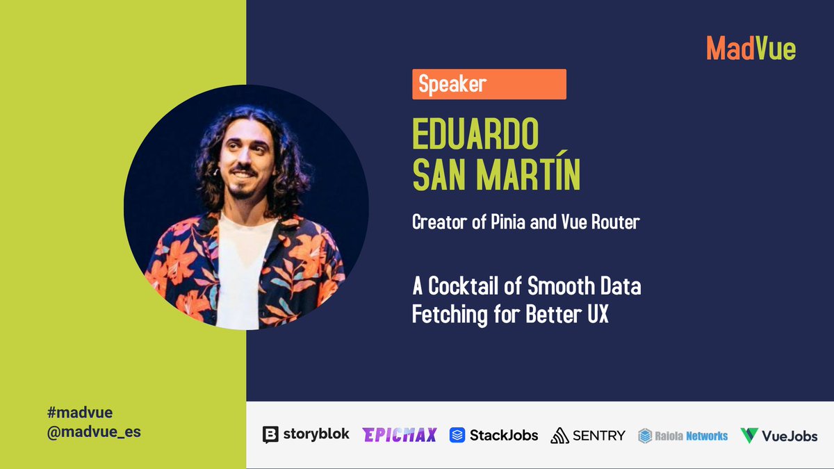 MadVue (@madvue_es) on Twitter photo ๐ฅ <a href="/posva/">Eduardo.๐๐๐</a> ย walked us through a very practical talk of smart data fetching strategies for a better UX.
And perfectly explained even for entry levels.
โถ๏ธ You can watch it now here : madvue.es/2025-edition/tโฆ
#MadVue #VueJS #Pinia #piniacolada #UX ๐ฅ <a href="/posva/">Eduardo.๐๐๐</a> ย walked us through a very practical talk of smart data fetching strategies for a better UX.
And perfectly explained even for entry levels.
โถ๏ธ You can watch it now here : madvue.es/2025-edition/tโฆ
#MadVue #VueJS #Pinia #piniacolada #UX
