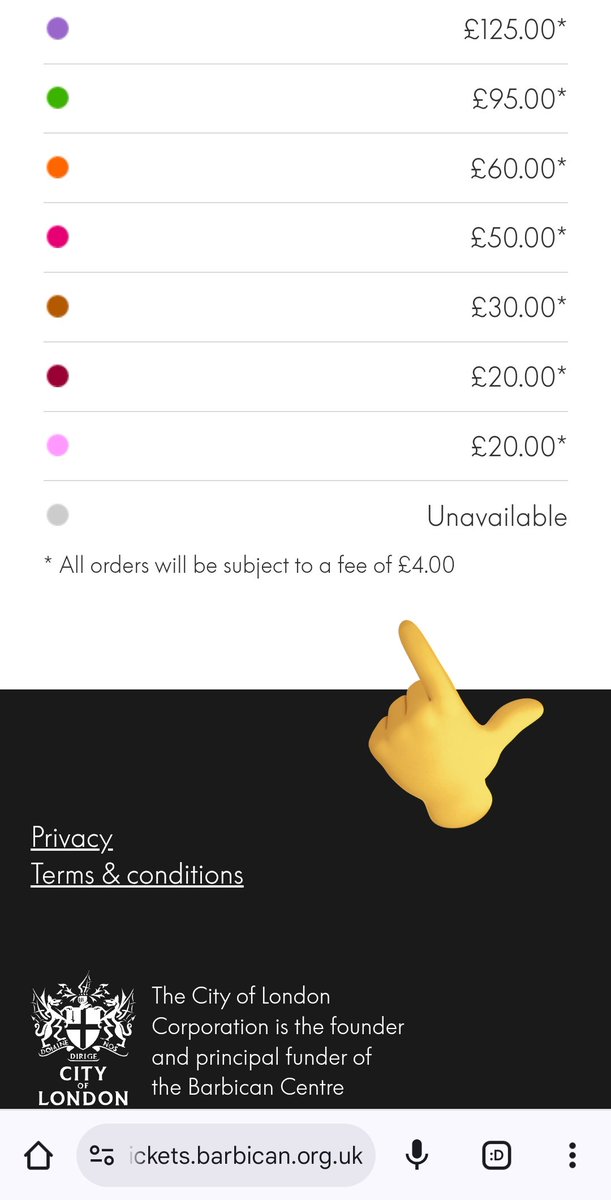 Ben 'Draw my Town' Poultney (@drawmytown) on Twitter photo Hello friends at <a href="/BarbicanCentre/">Barbican Centre</a> why is this seemingly random fee of ยฃ4 added to all your tickets?
Could you not just add this to the ticket prices? It's a little sneaky, and a bit of a surprise to those who are on a budget. Hello friends at <a href="/BarbicanCentre/">Barbican Centre</a> why is this seemingly random fee of ยฃ4 added to all your tickets?
Could you not just add this to the ticket prices? It's a little sneaky, and a bit of a surprise to those who are on a budget.
