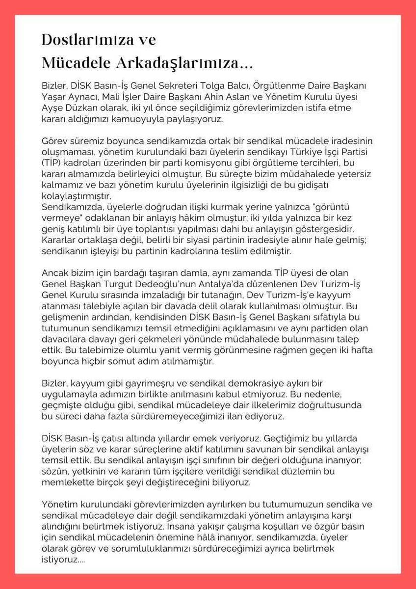Türkiye Devrimci İşçi Sendikaları Konfederasyonu <a href="/diskinsesi/">DİSK</a>
İşçi sınıfının iradesi işgal altındadır.
Sistematik darbeye dur diyelim...