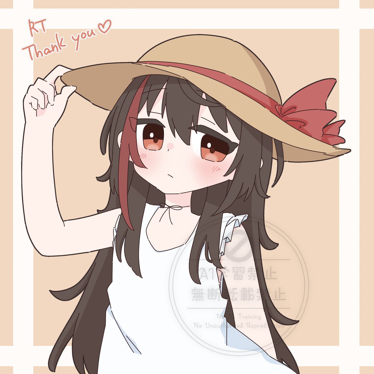 RT企画　1人目

しゅいろさんに夏っぽい恰好をさせたくて衝動描きしてしまいました最高です
企画への参加ありがとうございました🙇‍♀️🙏

#しゅいろん