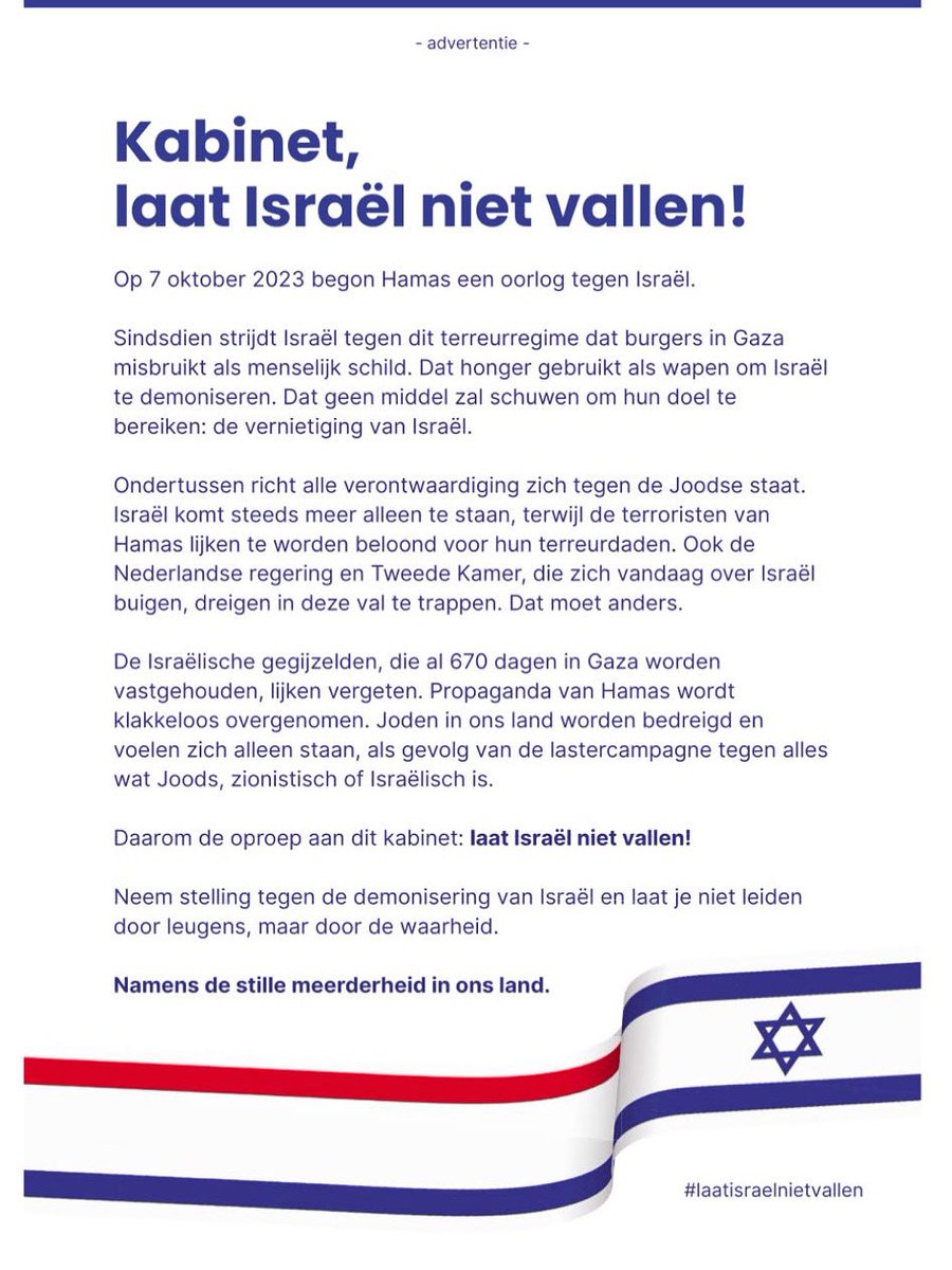 Vandaag in De Telegraaf. #laatisraelnietvallen