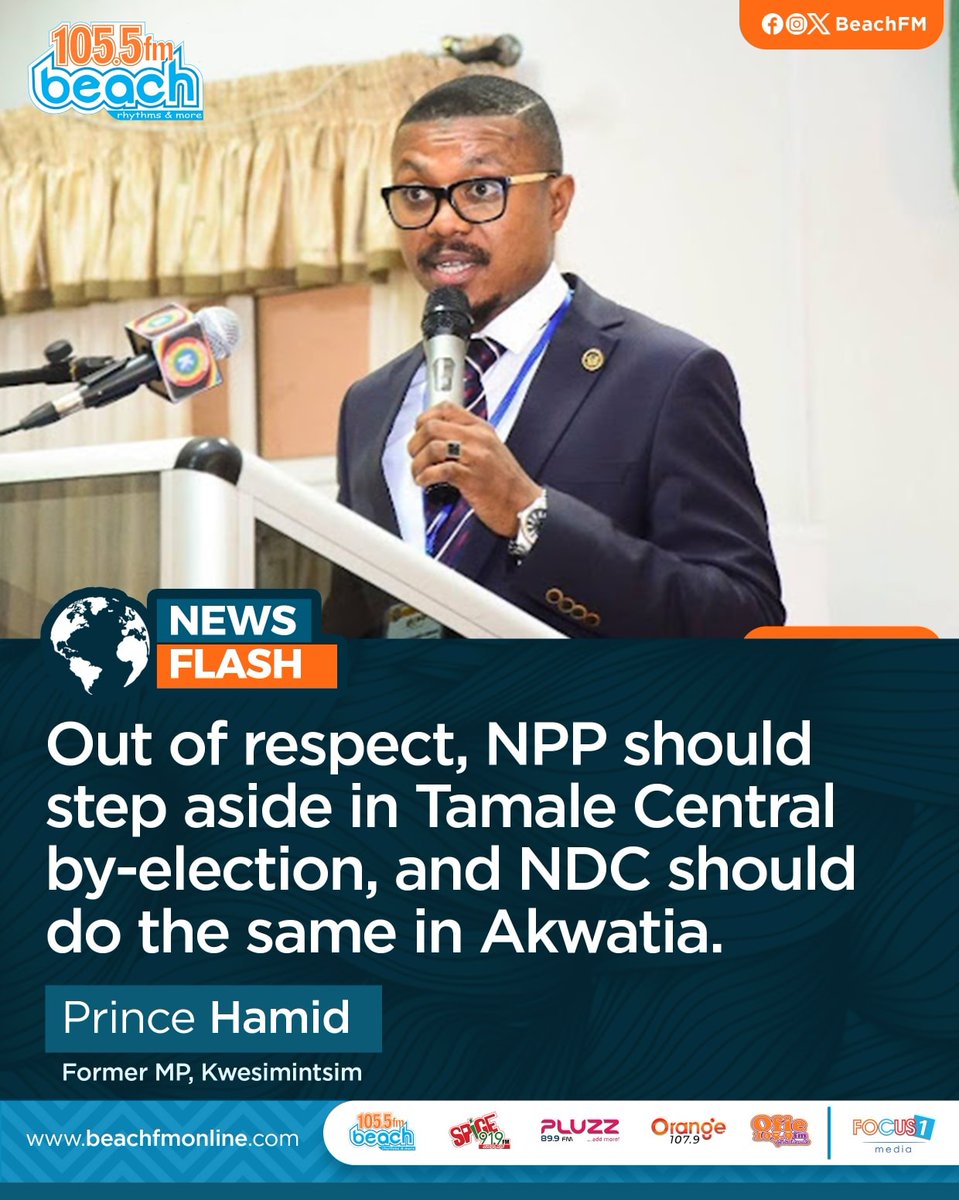 Out of respect, NPP should step aside in Tamale Central by-election, and NDC should do the same in Akwatia says Prince Hamid, former MP for Kwesimintsim in the Western Region.
#SekondiTakoradisMusicLeader #beachnewsroom