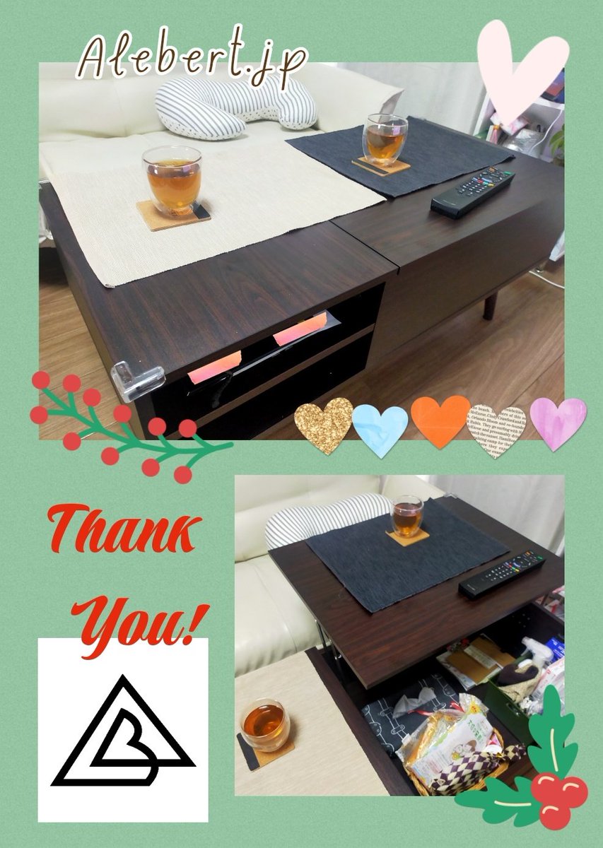 むつみ (@mutsumi0925) on Twitter photo 『Alebert.JP』様
(<a href="/Alebert_JP/">Alebert.JP</a>)より
【昇降式ローテーブル】
の当選を頂きました💌🎊
ナチュラルでお洒落なデザイン✨
収納力もあり、昇降機能でPC作業や書き物も快適です🖥️📝
組み立てに手こずった際も、丁寧にご対応いただき感謝です💓
この度はありがとうございました🕊️💐 『Alebert.JP』様
(<a href="/Alebert_JP/">Alebert.JP</a>)より
【昇降式ローテーブル】
の当選を頂きました💌🎊
ナチュラルでお洒落なデザイン✨
収納力もあり、昇降機能でPC作業や書き物も快適です🖥️📝
組み立てに手こずった際も、丁寧にご対応いただき感謝です💓
この度はありがとうございました🕊️💐