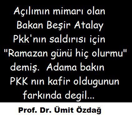 Tİ Haber
2012 dün
BAKAN BEYE AYIP ETMİŞLER YANİ...
MEHMETÇİĞE SALDIRIP ŞEHİT ETMEK GÜNAH DEĞİL DE RAMAZAN GÜNÜ SALDIRMAK MI GÜNAH?