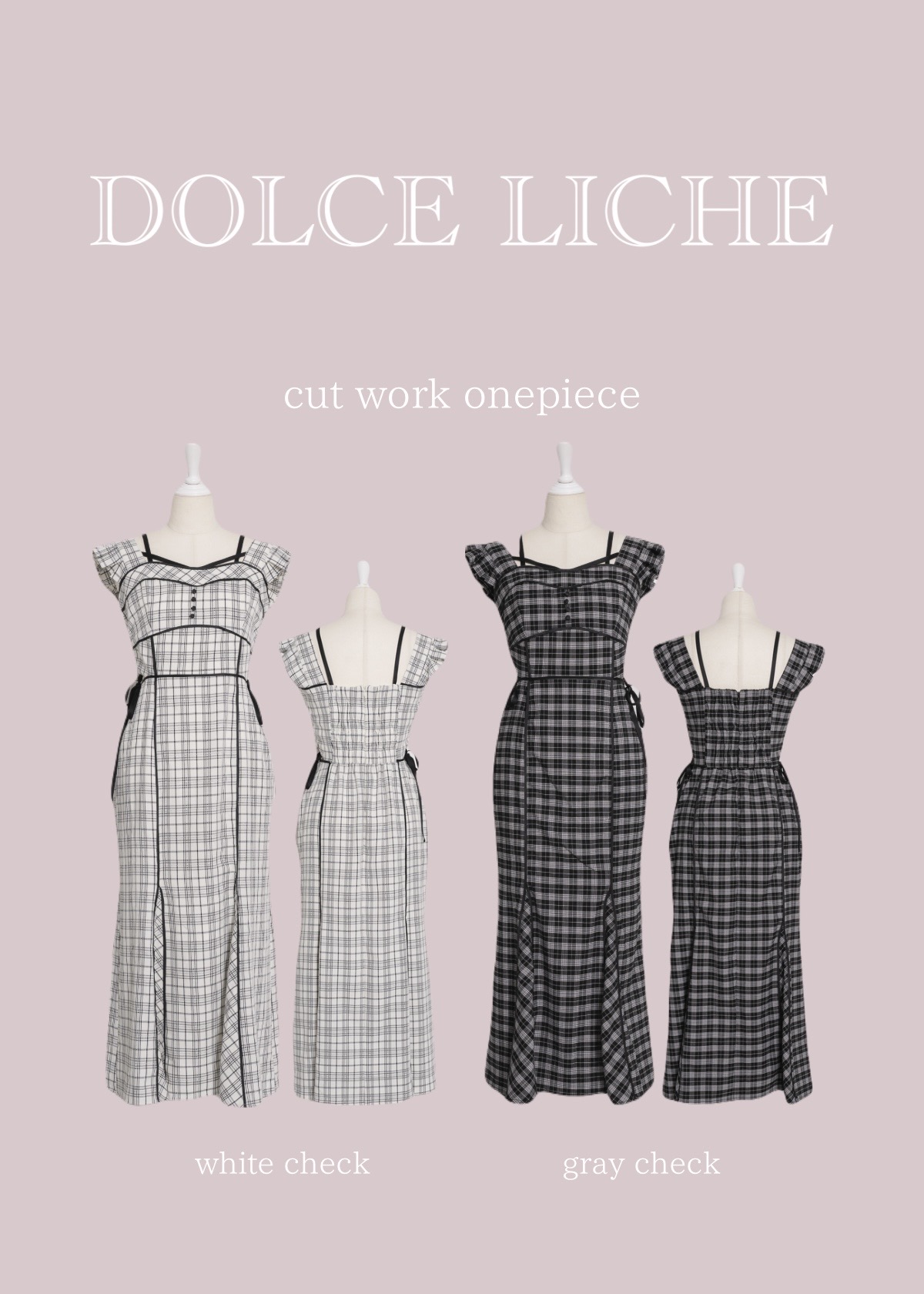 DOLCELICHE カットワークワンピース ホワイト チェック カットワークワンピース | DOLCELICHE（ドルチェリーチェ）