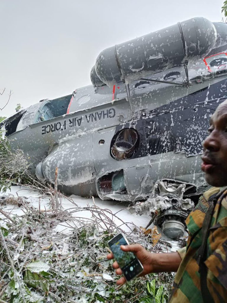 RT_com's tweet photo. 🇬🇭 Ghana declares 3 days of national mourning after a military helicopter crash kills all 8 on board — including Defense Minister Edward Omane Boamah and Environment Minister Ibrahim Murtala Muhammed

One of the deadliest air disasters in the country’s history https://t.co/igJNSLpa80
