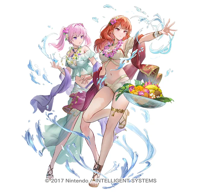 【ファイアーエムブレム ヒーローズ 】 「双界セリカ&セーラ」担当させていただきました 夏衣装らしい爽やかさ・華やかなアクセなど細かい部分までこだわっています! 水を操る二人のコンビぜひじっくり見てみてくださいね #FEヒーローズ #FEHeroes