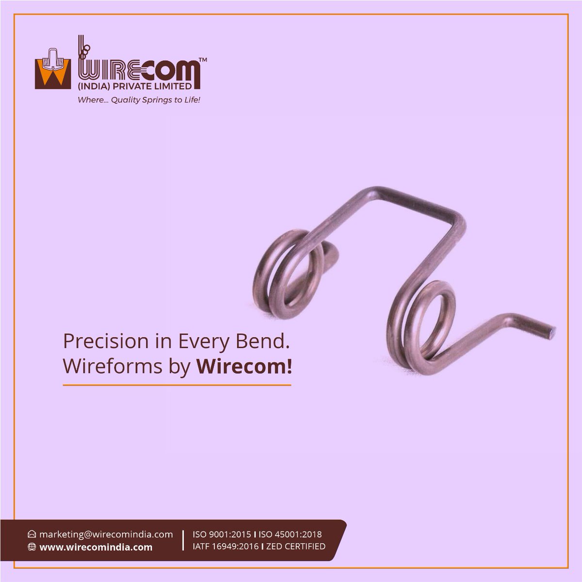 WirecomIndia's tweet image. Wireforms can be bent into any shapes and sizes for a particular purpose. Wirecom India supplies quality and precision wireforms that can be made according to the requirements.

#spring #springs #compressionspring #industrialspring #springmanufacturer #wirecomspring #wirecomindia