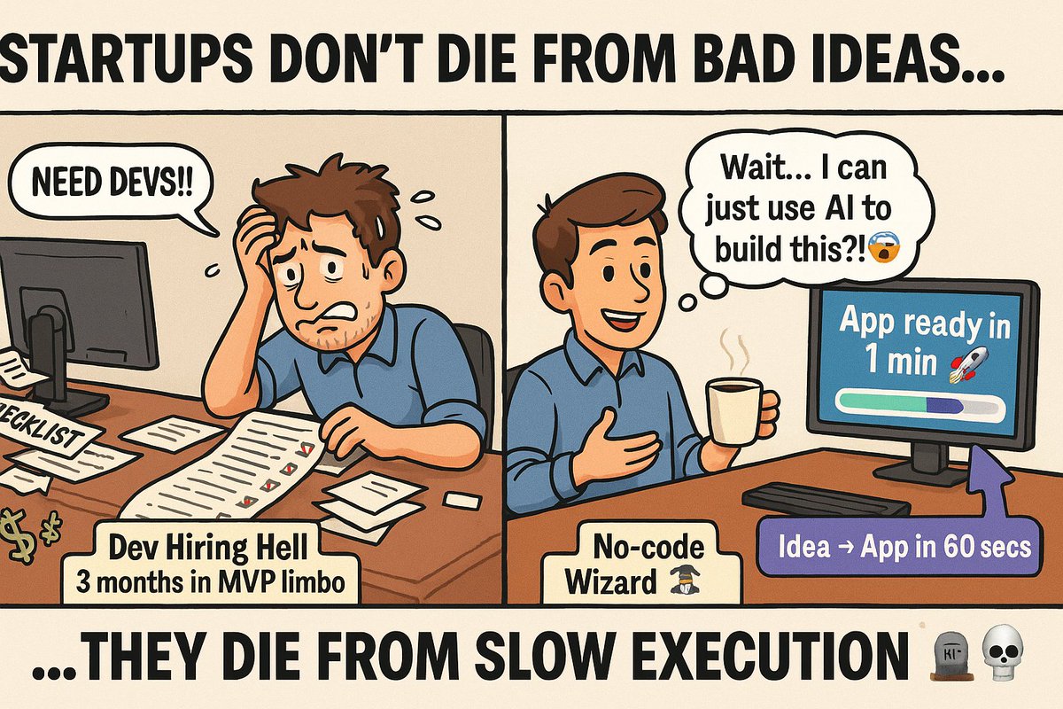 If you're an early-stage founder, read this twice.

Most startups don’t fail because the idea was bad.

They fail because they couldn’t execute fast enough.

Here’s how I turned a rough startup idea into a real, working app  without hiring a dev or writing code.

This tool