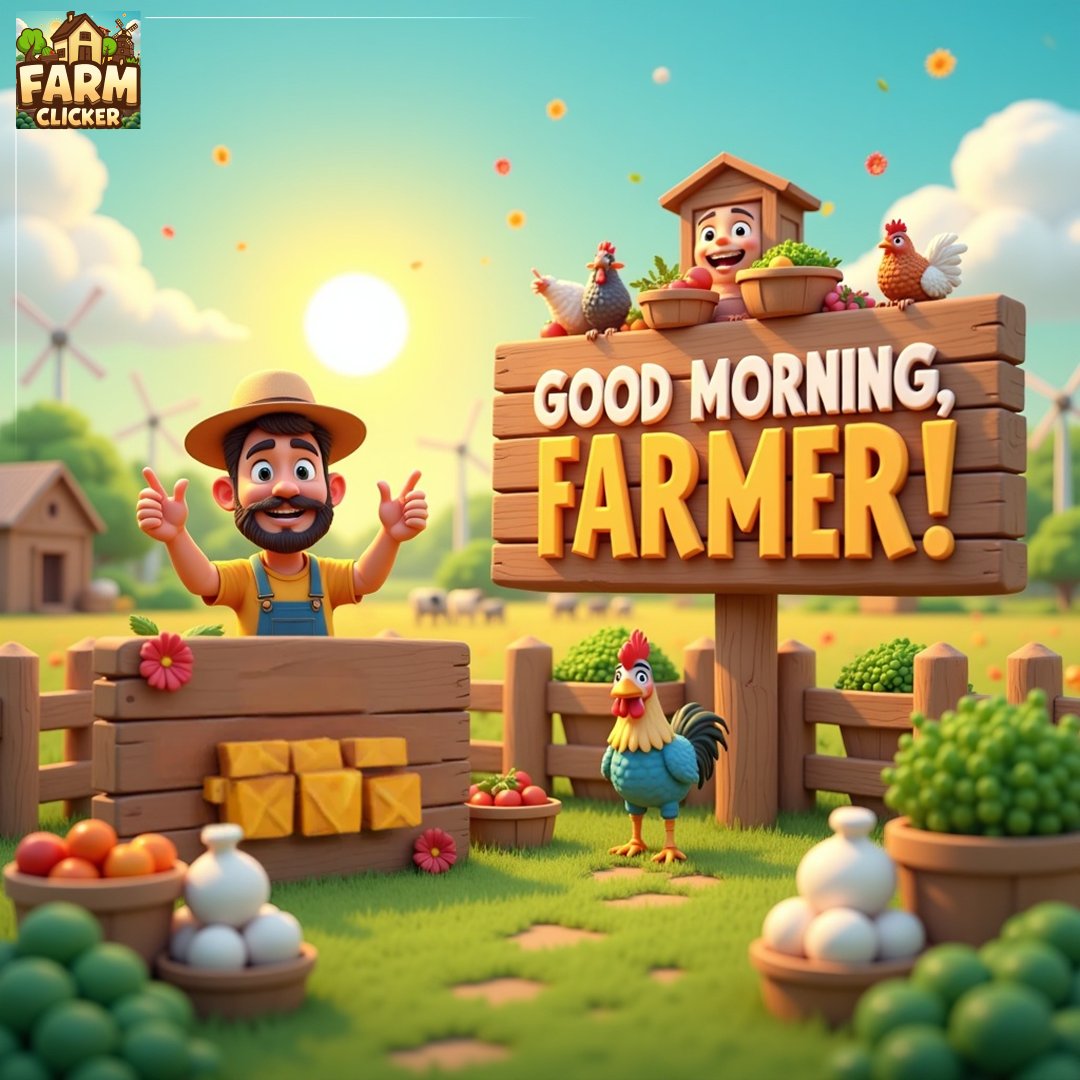 🌞 Good Morning, Farmers!
Here’s your Thursday checklist:

🚜 Start clicking and growing your farm
💧 Check your Water Tank for bonus clicks
🎡 Spin the Wheel for extra rewards
🌻 Activate your boosts for better yield
📈 Prepare for a strong finish to the week

Let’s make it a