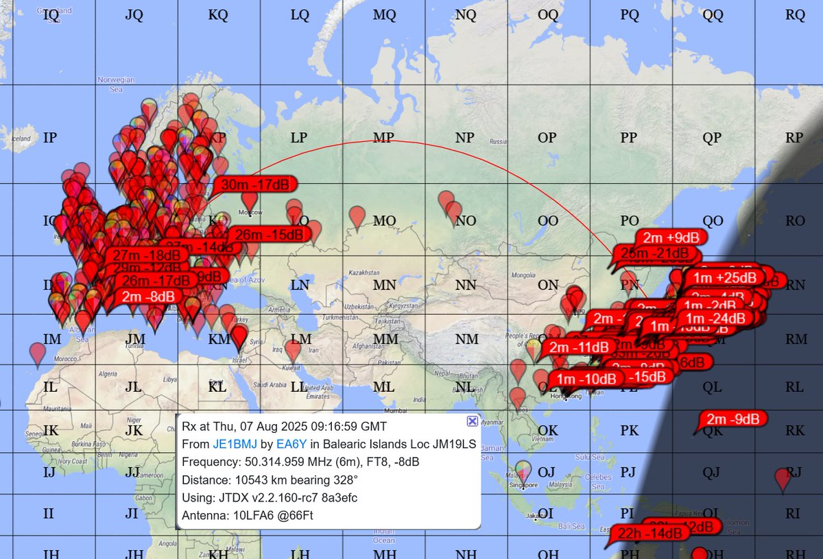 さきほどEA6YのBielさんと50313でQSOできました。
もう少しEUのSPはQSOできるかな．．．と思いますが、Es系よりもF2系の方が期待できるかも知れませんね。