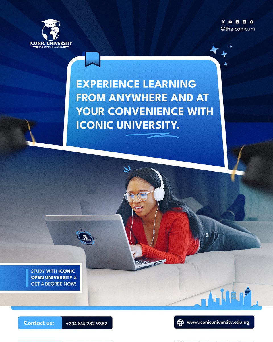 TheIconicUni's tweet image. 🎓 Learn anytime, anywhere with Iconic University! Study online at your convenience and earn a degree that fits your lifestyle.
📞 Contact us: +234 814 282 9382
🌐 Visit: iconicuniversity.edu.ng

#IconicUniversity #OnlineLearning #StudyAnywhere #FlexibleEducation