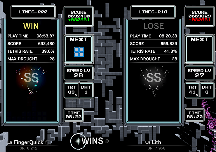 FingerQuick's tweet image. Took 8 months but finally got a new classic tetris PB, was so close to 700k this time