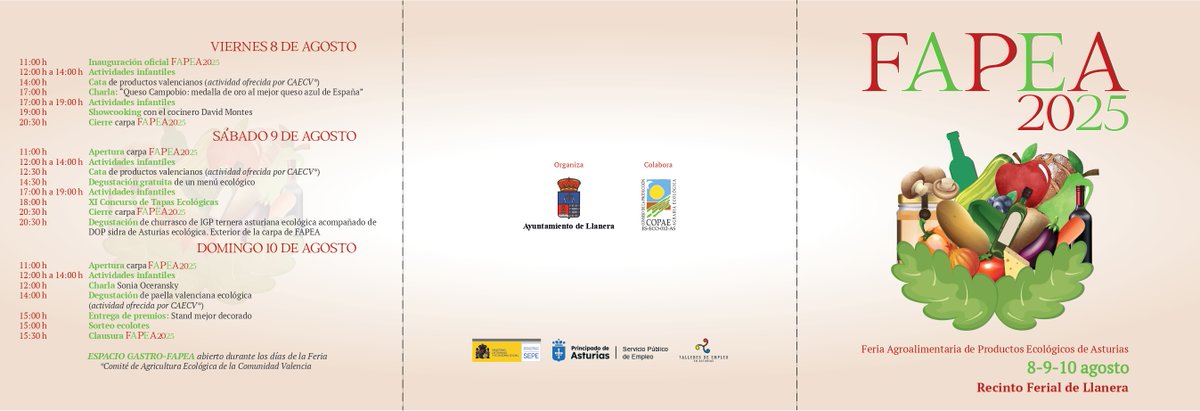 caecv's tweet photo. ⚡🌿¡Mañana comienza la Feria Agroalimentaria de Productos Ecológicos de Asturias (FAPEA)! Además, en esta edición, la Comunitat Valenciana es la región invitada.
📍Nos vemos en el recinto ferial de Llanera (Asturias)
#caecv #producciónecológicacv #feriaagroalimentaria #eurohoja #Asturias @CopaeAsturias