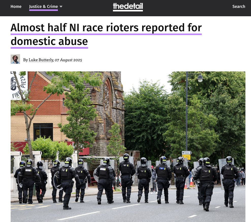 Remember those 'defenders of women and girls'...?

Almost half those arrested for race hate disorder in Belfast last August had previously been reported to the PSNI for domestic abuse - <a href="/TheDetailTV/">The Detail</a> <a href="/lukejbutterly/">Luke Butterly</a>