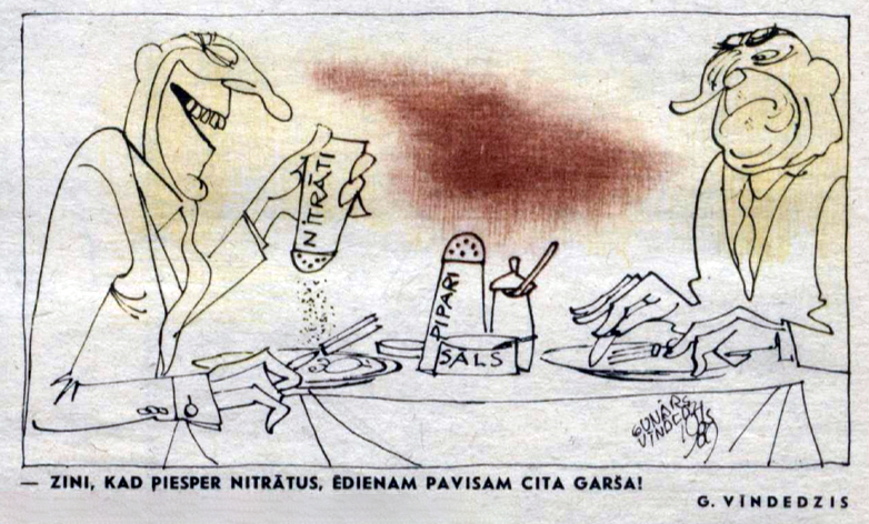 dzirdēju <a href="/LRZinas/">Latvijas Radio Ziņas</a> pusdienu raidījumā sižetu par nitrātiem, un atcerējos šo 1989.gada Dadža karikatūru...
