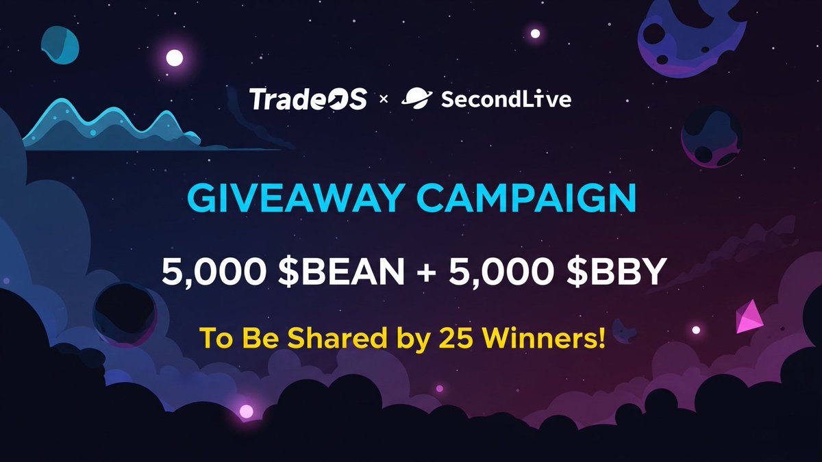 TradeOS (@tradeos_ai) on Twitter photo GIVEAWAY TIME
We’ve partnered with <a href="/SecondLiveReal/">SecondLive</a> to reward our amazing communities!
🎁 5,000 $BEAN & 5,000 $BBY
🎉 Split between 25 lucky winners!
🔥 How to Enter:
1️⃣ Follow <a href="/TradeOS_ai/">TradeOS</a> & <a href="/SecondLiveReal/">SecondLive</a>
2️⃣ Like & RT this tweet
3️⃣ Join both groups:
🔹 t.me/bountybaycommu… GIVEAWAY TIME
We’ve partnered with <a href="/SecondLiveReal/">SecondLive</a> to reward our amazing communities!
🎁 5,000 $BEAN & 5,000 $BBY
🎉 Split between 25 lucky winners!
🔥 How to Enter:
1️⃣ Follow <a href="/TradeOS_ai/">TradeOS</a> & <a href="/SecondLiveReal/">SecondLive</a>
2️⃣ Like & RT this tweet
3️⃣ Join both groups:
🔹 t.me/bountybaycommu…