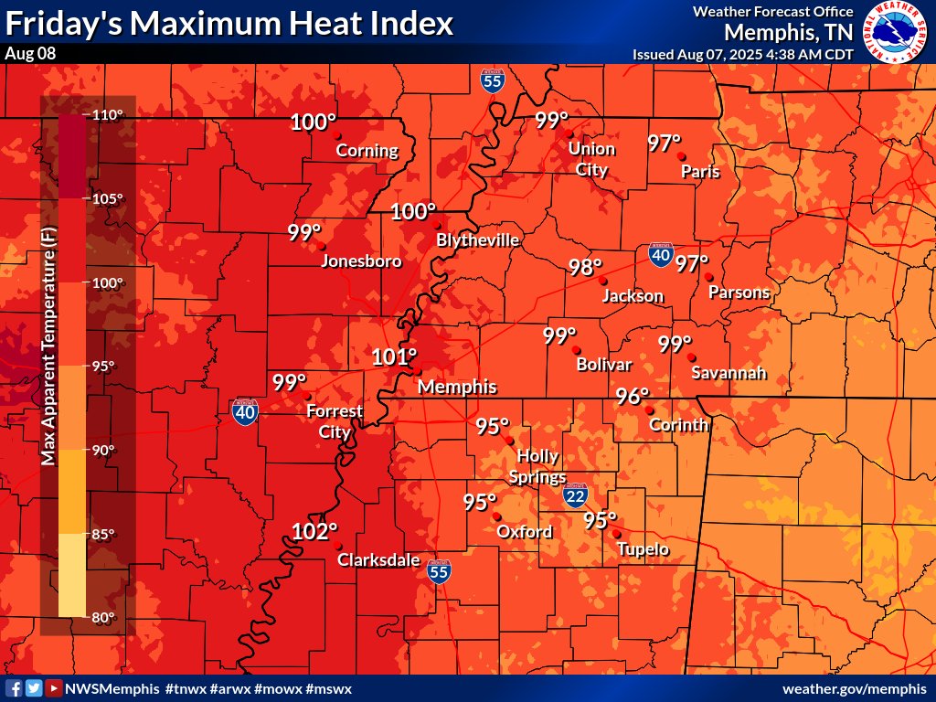 We regret to inform you that the humidity has returned. Hot and humid conditions will prevail for the next several days. Be sure you have ways to keep cool! #arwx #mowx #mswx #tnwx