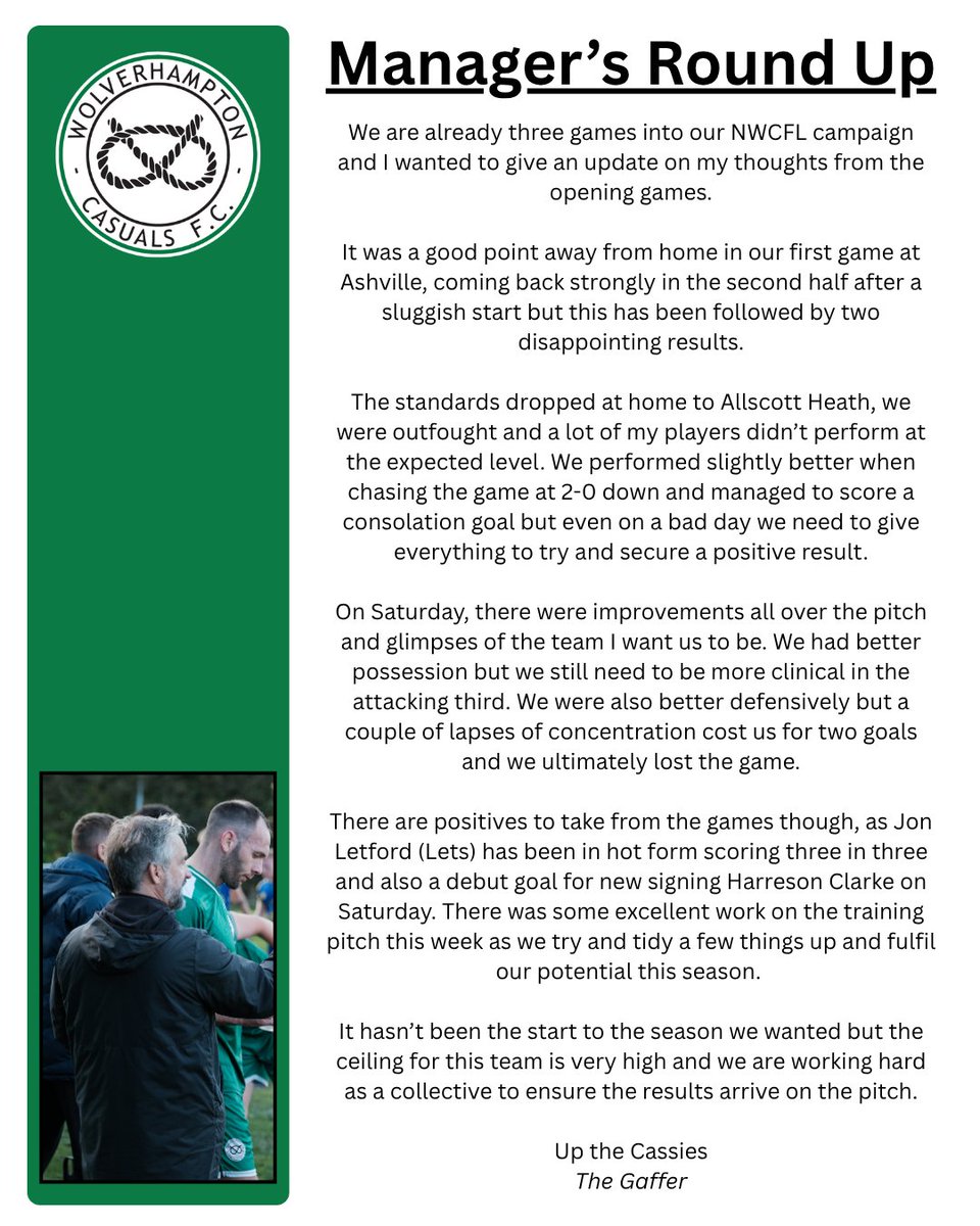 A few words from Chris about our start to the season.

Up the Cassies 🟢