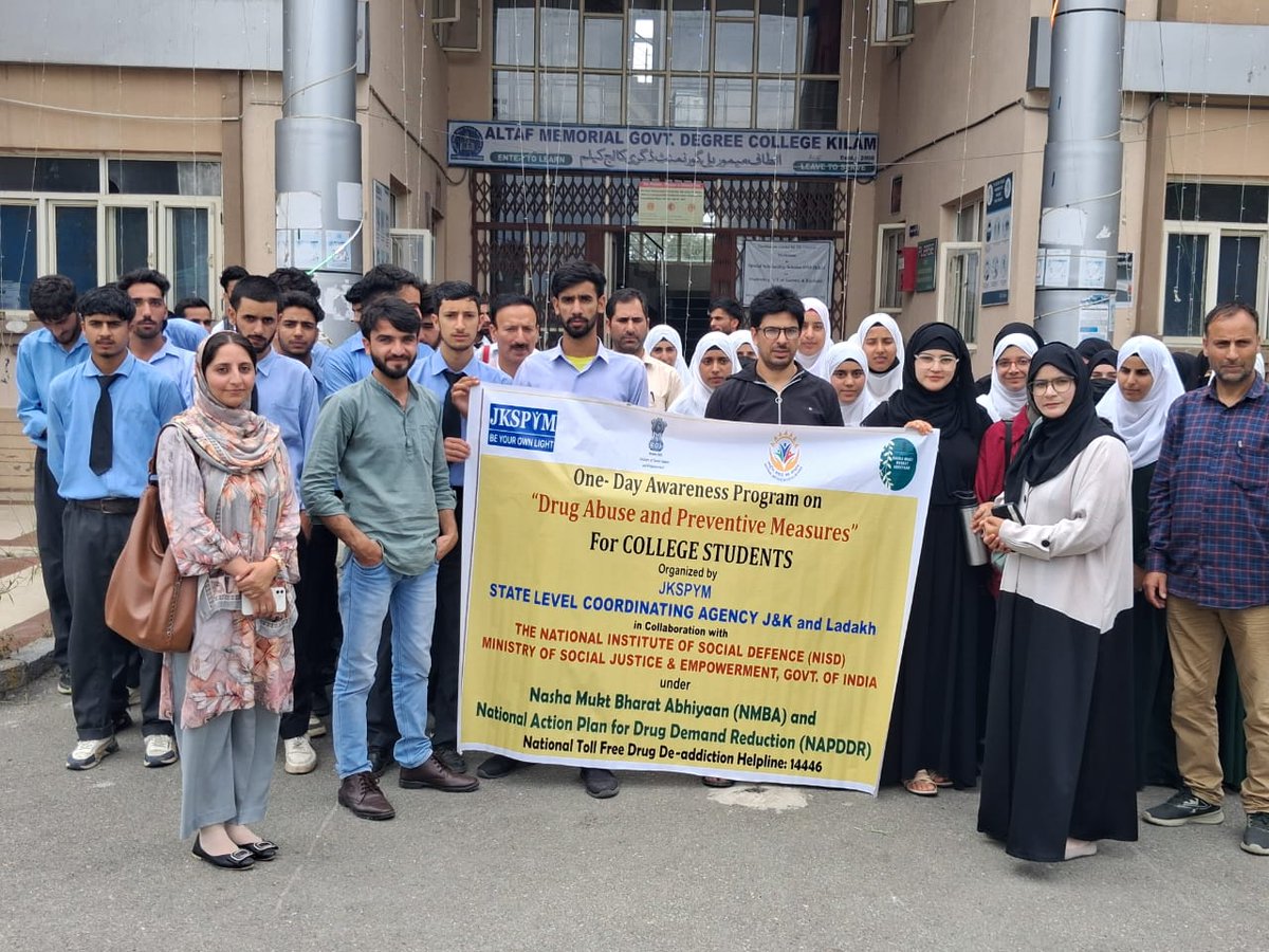 JKSPYM_NGO (@jkslca) on Twitter photo #SLCA J&K and Ladakh organized "College Awareness Program" on DAP at Govt. Degree College, Kilam, Dist. Kulgam in collab. with <a href="/MSJEGOI/">Ministry of Social Justice & Empowerment, GOI</a> <a href="/NISD_India/">National Institute of Social Defence (NISD)</a> <a href="/NMBA_MSJE/">Nasha Mukt Bharat Abhiyaan</a> . Around 102 students participated in the program <a href="/diprjk/">Information & PR, J&K</a> <a href="/ddiprjammu/">Information & PR Jammu</a> <a href="/ddprsrinagar/">Information & PR, Srinagar</a> <a href="/PIBSrinagar/">PIB in Jammu Kashmir & Ladakh</a> <a href="/pib_MoSJE/">PIB | Ministry of Social Justice & Empowerment</a> #SLCA J&K and Ladakh organized "College Awareness Program" on DAP at Govt. Degree College, Kilam, Dist. Kulgam in collab. with <a href="/MSJEGOI/">Ministry of Social Justice & Empowerment, GOI</a> <a href="/NISD_India/">National Institute of Social Defence (NISD)</a> <a href="/NMBA_MSJE/">Nasha Mukt Bharat Abhiyaan</a> . Around 102 students participated in the program <a href="/diprjk/">Information & PR, J&K</a> <a href="/ddiprjammu/">Information & PR Jammu</a> <a href="/ddprsrinagar/">Information & PR, Srinagar</a> <a href="/PIBSrinagar/">PIB in Jammu Kashmir & Ladakh</a> <a href="/pib_MoSJE/">PIB | Ministry of Social Justice & Empowerment</a>