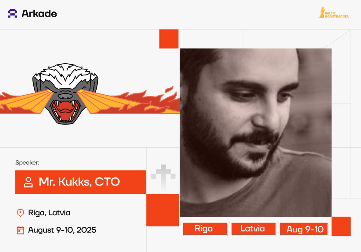 Arkade (@arkade_os) on Twitter photo Our very own <a href="/MrKukks/">Kukks(Andrew Camilleri) 👾</a> will be in attendance this weekend for #BH2025.
He'll share how the Arkade vision is coming into reality and might even have a couple of tricks up his sleeves! 🪄
Don't miss his consecutive stage sessions on Day 2, beginning at 10:50AM local time.
👾 Our very own <a href="/MrKukks/">Kukks(Andrew Camilleri) 👾</a> will be in attendance this weekend for #BH2025.
He'll share how the Arkade vision is coming into reality and might even have a couple of tricks up his sleeves! 🪄
Don't miss his consecutive stage sessions on Day 2, beginning at 10:50AM local time.
👾