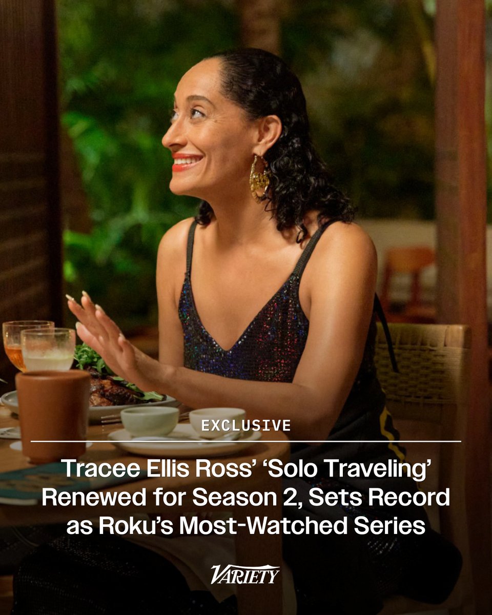 Variety (@variety) on Twitter photo Roku has renewed <a href="/TraceeEllisRoss/">Tracee Ellis Ross</a>' travel series, "Solo Traveling," for Season 2.
Additionally, the show has become the most-watched unscripted Roku Original ever.
wp.me/pc8uak-1lG98h Roku has renewed <a href="/TraceeEllisRoss/">Tracee Ellis Ross</a>' travel series, "Solo Traveling," for Season 2.
Additionally, the show has become the most-watched unscripted Roku Original ever.
wp.me/pc8uak-1lG98h