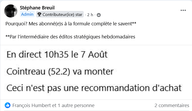 SBtrading70's tweet photo. Annoncé à 10h35 sur mon groupe privé
#bourse #trading #investir #capital #Spiritueux $RCO https://t.co/OfMhCUPtrq