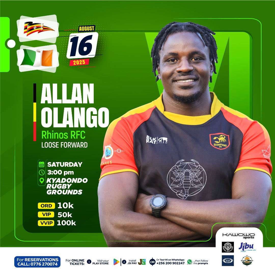 Kyadondo Rugby Football Club (@kyadondo_rugby) on Twitter photo The <a href="/UgAllStars/">UG ALL STARS</a> are set and Kyadondo is ready to host.
Join us on 16th August for the <a href="/UgAllStars/">UG ALL STARS</a> vs <a href="/BCRFC/">BlackrockCollege RFC</a> at 3:00pm.
Buy your ticket vie WhatsApp - 0200902247. Send a *Hi and follow prompts.
#UGAllStarsVsIrishBlackRock #RugbyTour #IrishBlackRockInUG The <a href="/UgAllStars/">UG ALL STARS</a> are set and Kyadondo is ready to host.
Join us on 16th August for the <a href="/UgAllStars/">UG ALL STARS</a> vs <a href="/BCRFC/">BlackrockCollege RFC</a> at 3:00pm.
Buy your ticket vie WhatsApp - 0200902247. Send a *Hi and follow prompts.
#UGAllStarsVsIrishBlackRock #RugbyTour #IrishBlackRockInUG