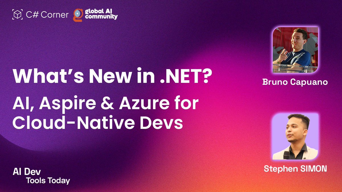 Global AI Community (@globaicommunity) on Twitter photo .NET just got even more powerful ๐ช
In this episode of AI Dev Tools Today, <a href="/elbruno/">El Bruno ๐จ๐ฆ ๐๏ธ</a> and <a href="/codewithsimon/">Stephen SIMON</a> explore whatโs new in the .NET ecosystem โ including AI integration, .NET Aspire, and how to build and deploy cloud-native apps on Azure.
If you're building modern .NET .NET just got even more powerful ๐ช
In this episode of AI Dev Tools Today, <a href="/elbruno/">El Bruno ๐จ๐ฆ ๐๏ธ</a> and <a href="/codewithsimon/">Stephen SIMON</a> explore whatโs new in the .NET ecosystem โ including AI integration, .NET Aspire, and how to build and deploy cloud-native apps on Azure.
If you're building modern .NET