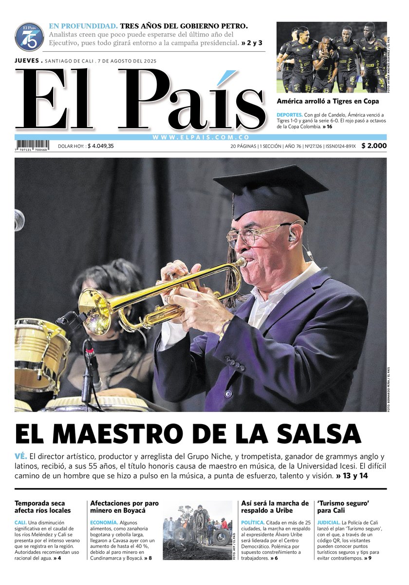 📌 Esta es la #PortadaElPaís de este jueves 7 de agosto.

👉 Te invitamos a visitar nuestro portal elpais.com.co para conocer detalles de todas las noticias de Cali, Valle, Colombia y el mundo.