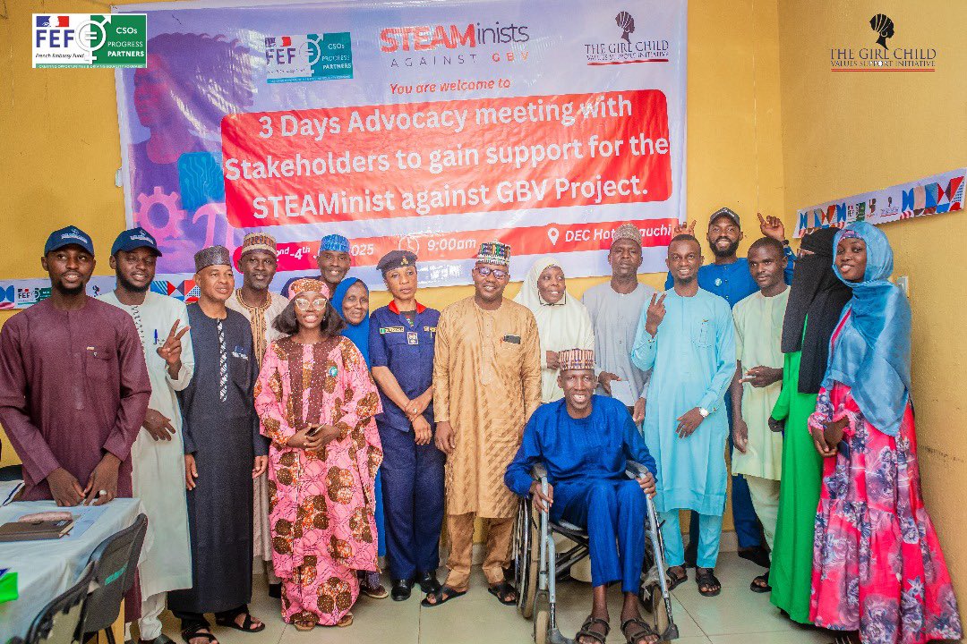 thegirlchildvsi's tweet photo. Powerful conversations, real commitments! Our Stakeholders’ Meeting gathered educators, CSOs &amp; govt agencies to back the #STEAMinistAgainstGBV project. Together, we’re ending GBV through innovation.
#FEFOSC2025 #GirlChildVSI @franceinnigeria https://t.co/amRSVI59Ho