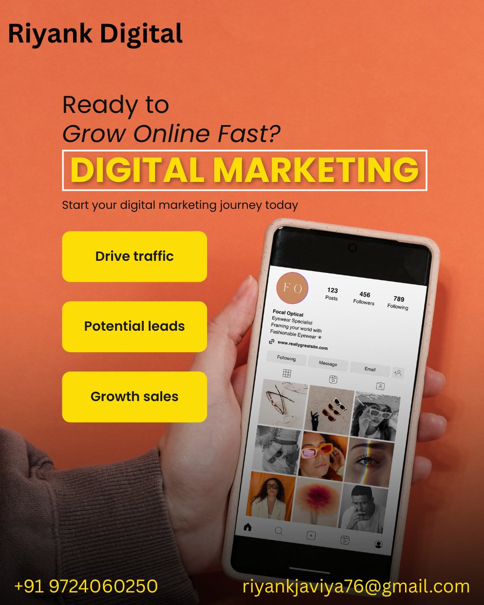 DigitalRiyank's tweet photo. 📈 Ready to Grow Online Fast?
Unlock your business potential with Riyank Digital – where strategy meets success! 🚀

📧 riyankjaviya76@gmail.com
📞 +91 97240 60250

#Hashtags:
#DigitalMarketing #OnlineGrowth #LeadGeneration #DriveTraffic #SocialMediaMarketing  #RiyankDigital https://t.co/s0I6LzWQb5