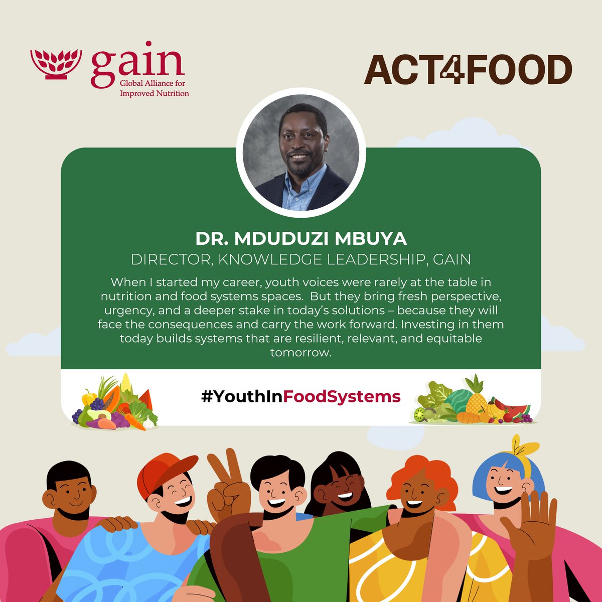 Counting 4 days to #InternationalYouthDay. At GAIN, we recognise that youth inclusion in food systems and local governance is essential. Their creativity, energy, and community knowledge are key to solving the complex, interconnected challenges of our time. 
#YouthInFoodSystems
