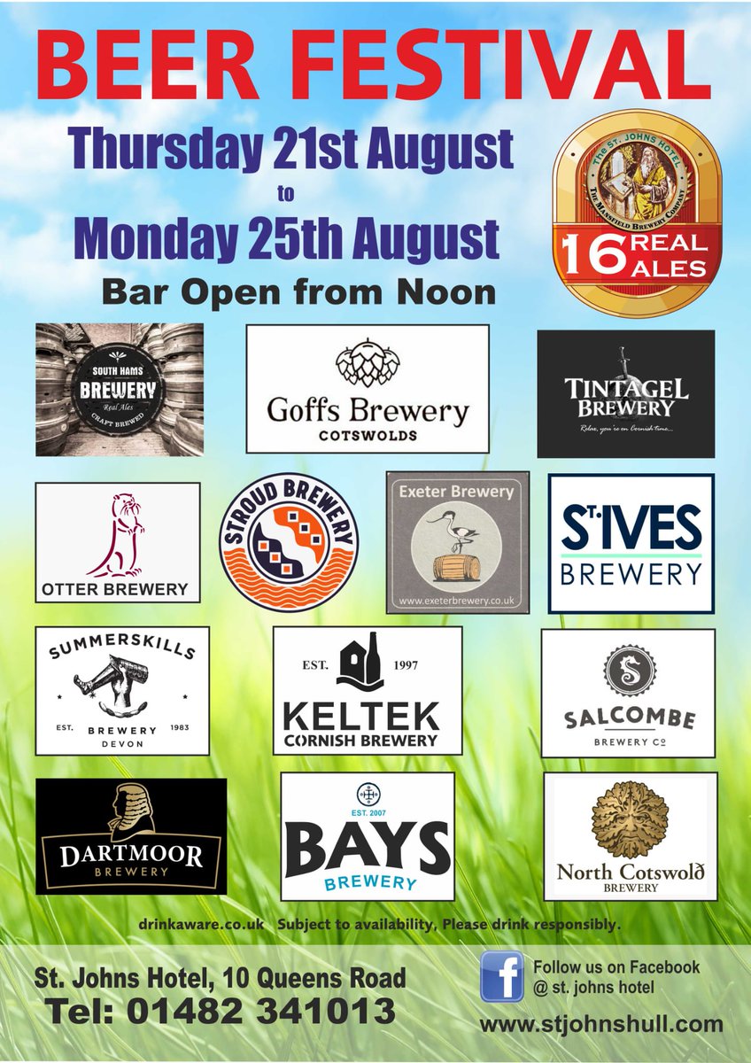 Beer Festival over the Bank Holiday weekend at the St Johns Hotel, Queens Road #Hull a great beer selection from breweries you rarely, if ever, see in this area. Highly recommended 🍻