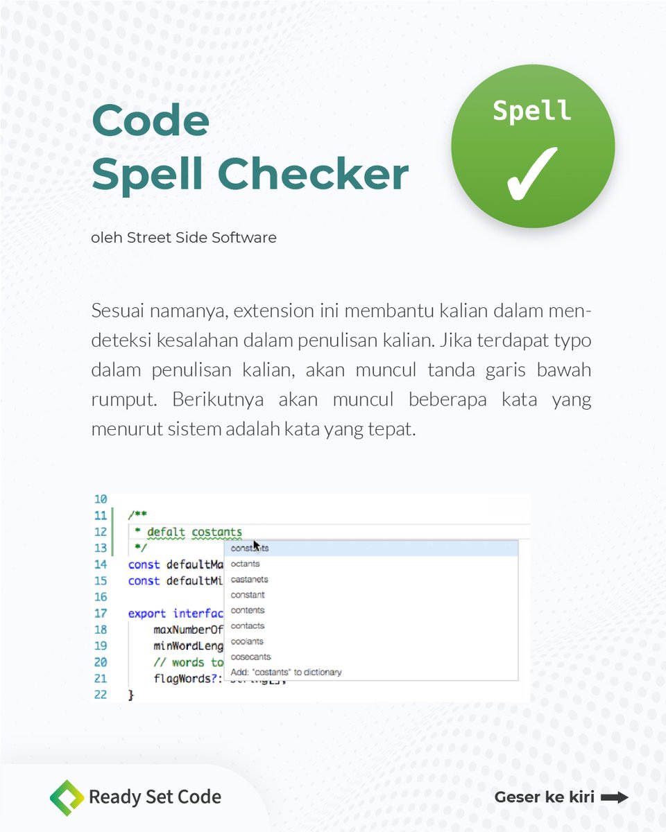readysetcodeid's tweet image. Sebagai IDE paling populer dan umum digunakan, VSCode punya banyak sekali extension yang berguna untuk membantu produktivitas kalian dalam ngoding. Simak tulisan berikut ini untuk melihat beberapa extension-nya!
#coding #programming #readysetcode
🧵1/2