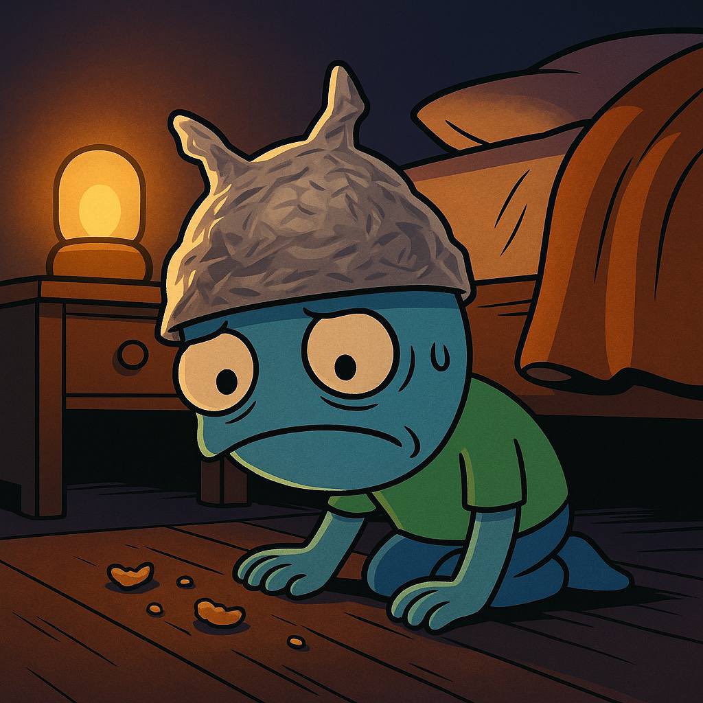 Just woke up.  
I checked under the bed.
No agents. Just crumbs and regret.
Another safe night. For now.