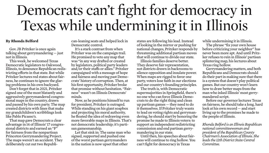 DuPage GOP (@dupagecountygop) on Twitter photo Excellent piece by Rhonda Belford <a href="/RhondaBelford/">Rhonda Belford</a> in the Tribune today. If Illinois Democrats are truly concerned about Fair Maps, why do they oppose fairness here? Excellent piece by Rhonda Belford <a href="/RhondaBelford/">Rhonda Belford</a> in the Tribune today. If Illinois Democrats are truly concerned about Fair Maps, why do they oppose fairness here?