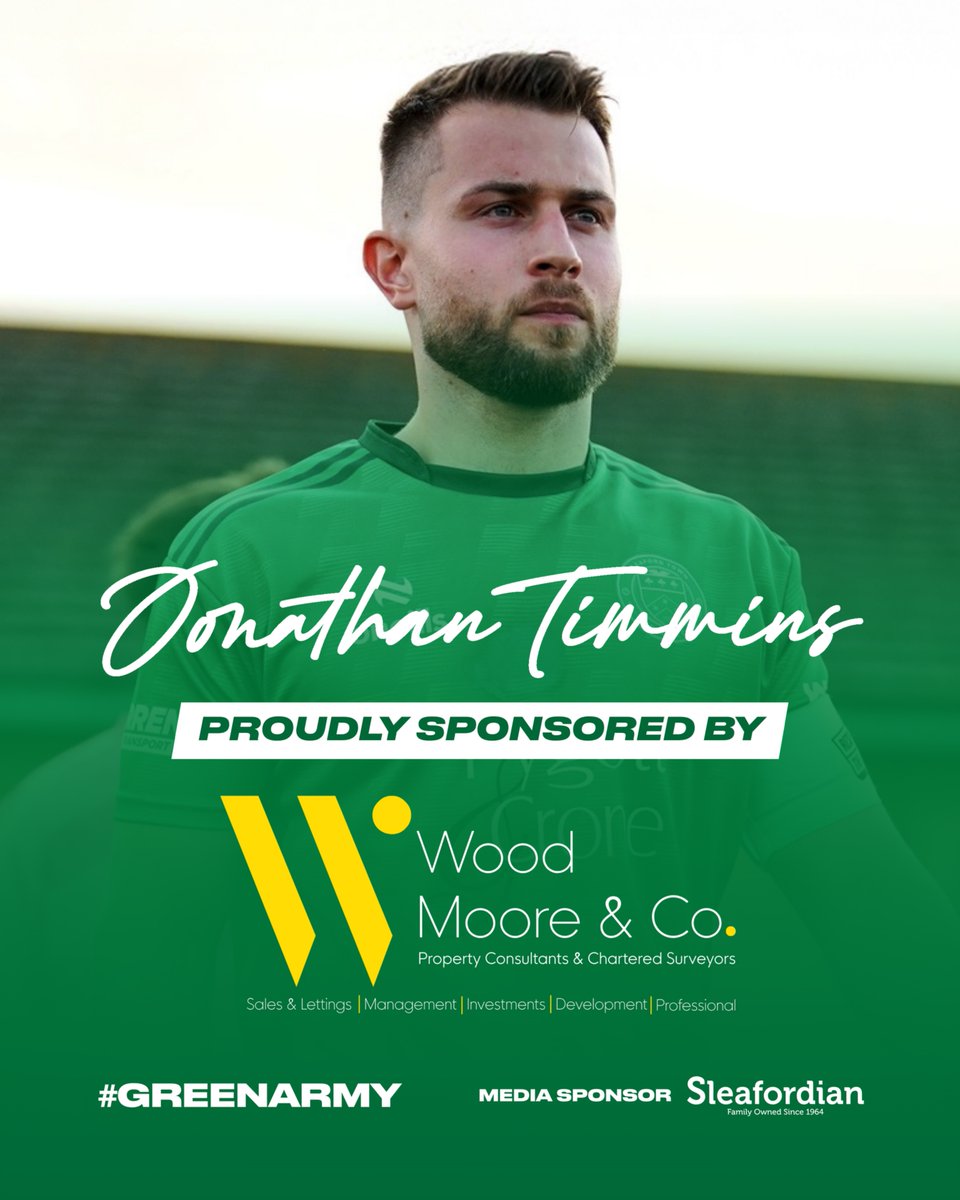 🟢 Player Sponsor – Wood Moore &amp; Co🟢

A massive thank you to Wood Moore &amp; Co for sponsoring our Club Captain, Jonathan Timmins, for the 2025/26 season!

Your support is greatly appreciated and plays a vital role in backing the lads on and off the pitch 👊

#GreenArmy