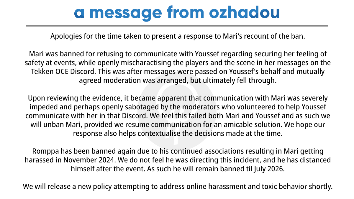 ozhadou (@ozhadou) on Twitter photo For more information, please refer to this document: docs.google.com/document/d/1tj…
From now, please direct all information pertaining to bans - including for this case - to ozhadou@gmail.com. For more information, please refer to this document: docs.google.com/document/d/1tj…
From now, please direct all information pertaining to bans - including for this case - to ozhadou@gmail.com.