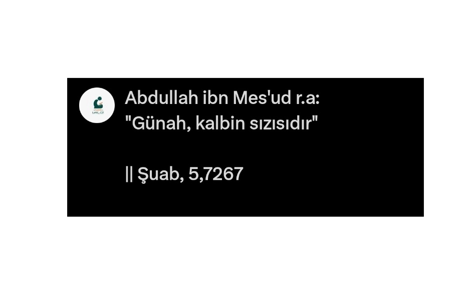 Abdullah ibn Mes'ud r.a:
"Günah, kalbin sızısıdır"

|| Şuab, 5,7267