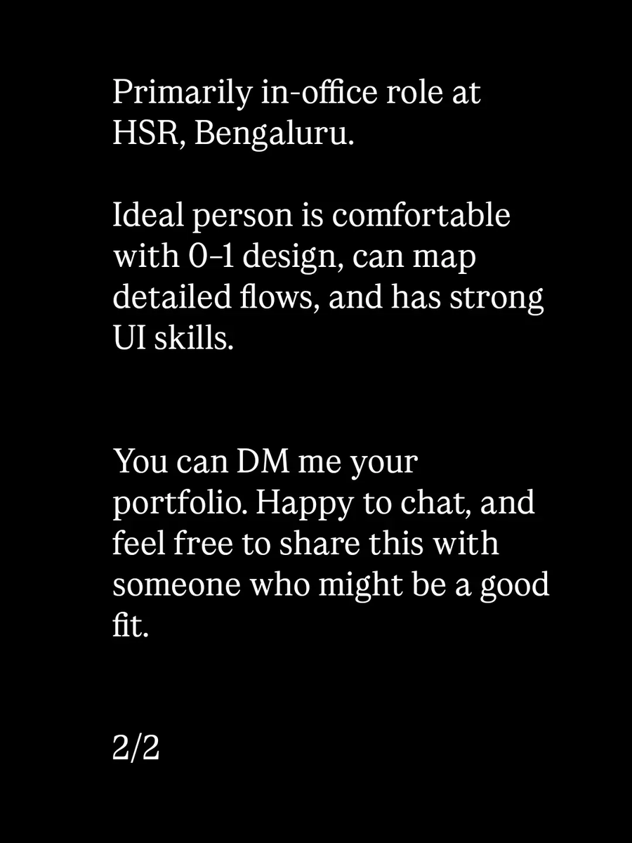 clearlyvips's tweet photo. We're hiring a Product Design Intern / Product Designer-I @getlokalapp (YC S19) in HSR, Bengaluru!

Details below. Pl DM with your portfolio:) https://t.co/nPOJmIhexi