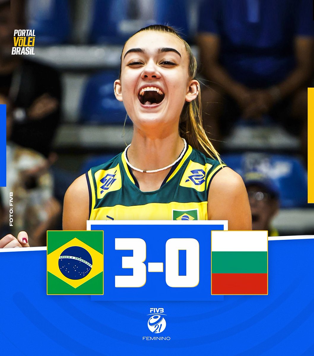 ✅ FIM DE JOGO!

🏐 🇧🇷 BRASIL 3x0 BULGÁRIA 🇧🇬
➡️ (25x12, 25x18, 25x19)
🏆 Mundial Feminino Sub-21