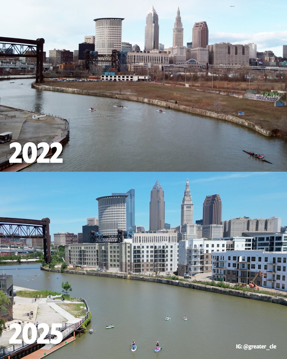 Greater Cleveland Partnership (@greatercle) on Twitter photo Cleveland then and now. 🏙️
From dormant industrial land to a thriving hub-in-the-making, Scranton Peninsula’s evolution since 2022 is remarkable with new apartments, riverfront trails, and public spaces coming soon.
#GreaterCLE #AllIn <a href="/DowntownCLE/">Downtown Cleveland</a> <a href="/FlatsForward/">Flats Forward</a> Cleveland then and now. 🏙️
From dormant industrial land to a thriving hub-in-the-making, Scranton Peninsula’s evolution since 2022 is remarkable with new apartments, riverfront trails, and public spaces coming soon.
#GreaterCLE #AllIn <a href="/DowntownCLE/">Downtown Cleveland</a> <a href="/FlatsForward/">Flats Forward</a>