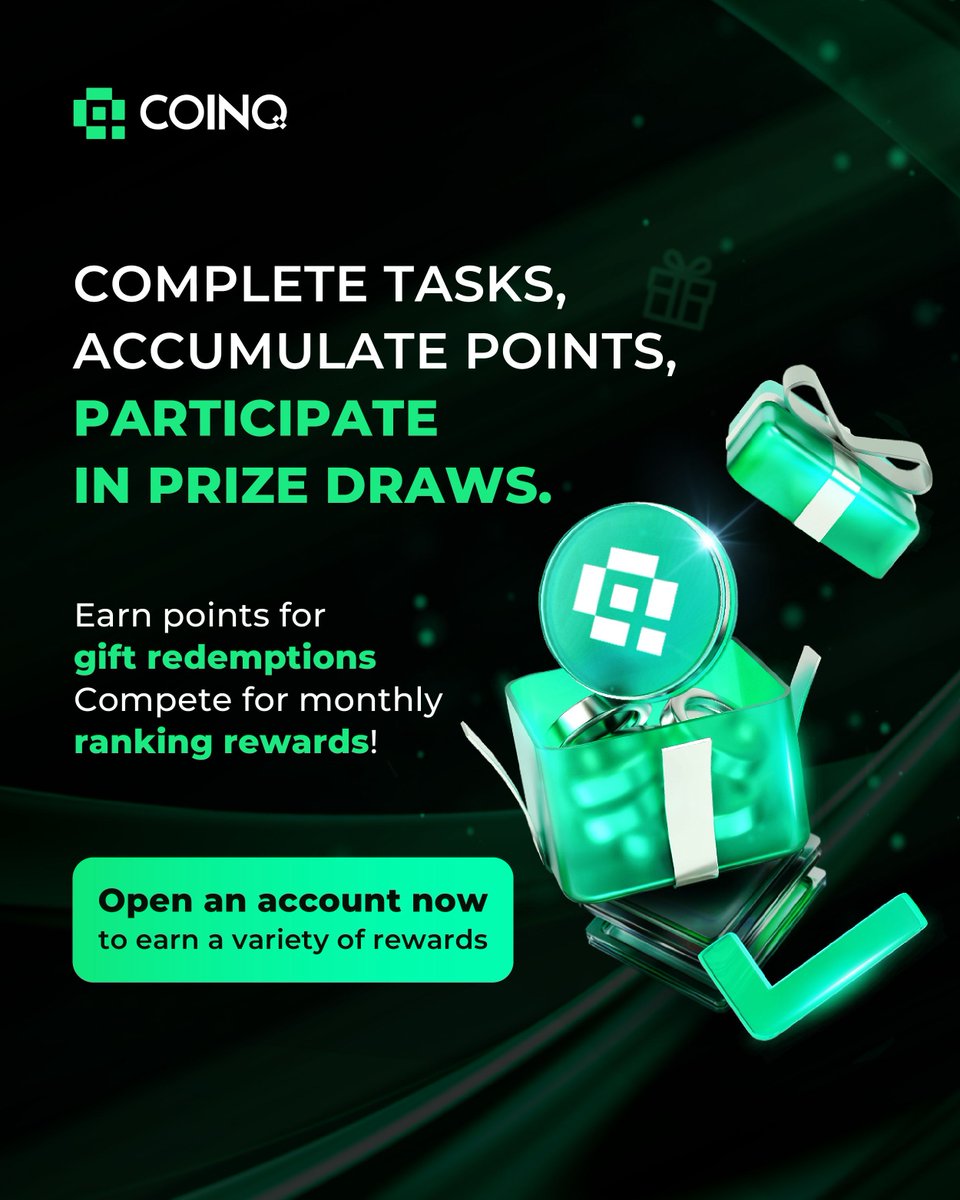 🎯 Take Tasks, Earn Points, Win Rewards

Join COINQ, turn simple actions into real prizes!
 
🎁 Redeem gifts, climb the monthly leaderboard, and win big
📈 Compete for exclusive rewards every month
💼 Open account today and collect your bonuses
 
#COINQ #EarnRewards #TaskToWin