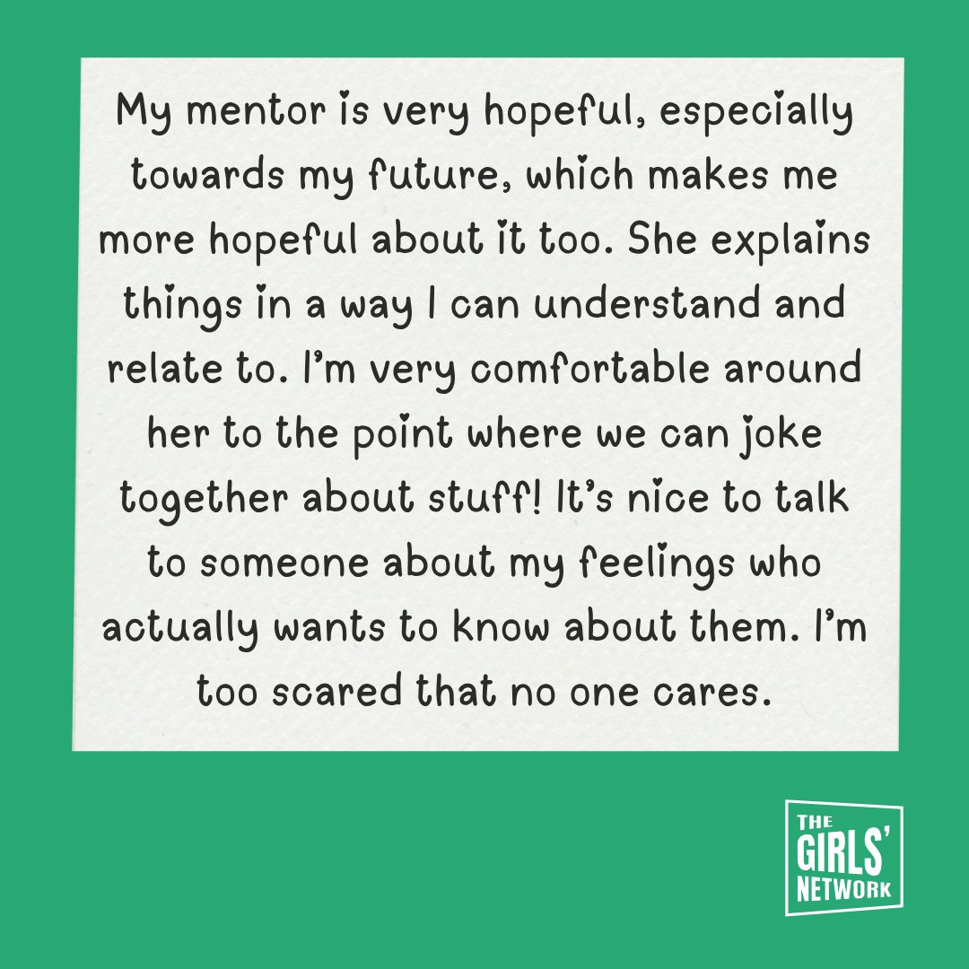 As we look back on the year, we’re so proud of the amazing girls on our programme - and grateful to the mentors who’ve supported them 💚

Having someone outside school or home to talk to about the future can be life-changing.

Here’s to more #UnlimitedFutures ahead ✨