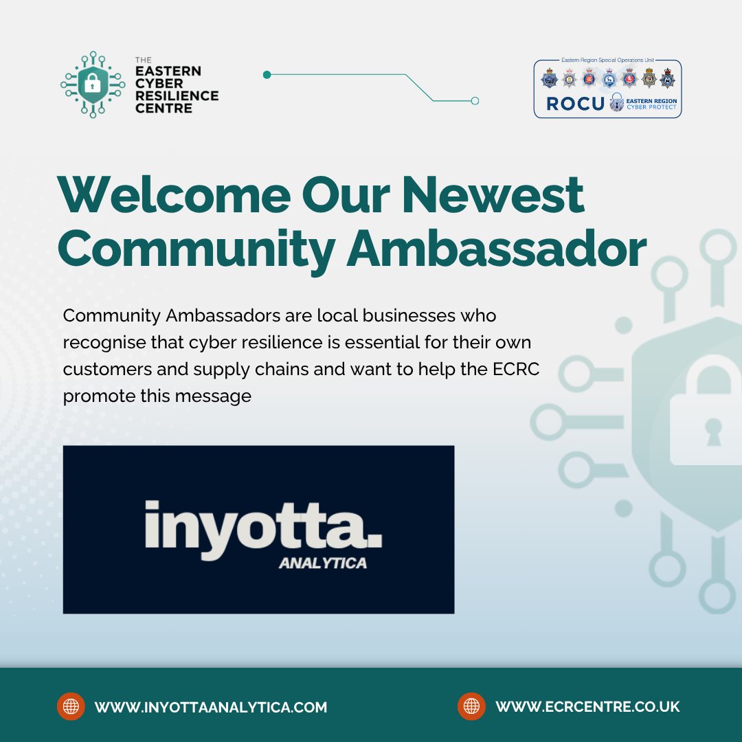 📢 We're excited to announce that Inyotta Analytica has joined The #ECRC as our newest Community Ambassador!

We work with like-minded organisations that share our passion for making #Cybersecurity accessible, practical, and achievable👉 bit.ly/46L5mbA

#cyberresilience