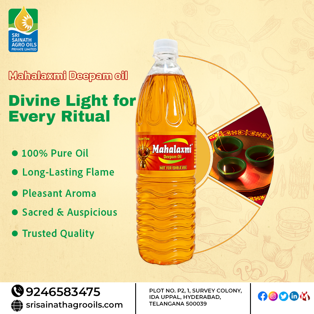 agro_oils's tweet image. 🪔 Mahalaxmi Deepam Oil – Divine Light for Every Ritual!

📞 9246583475
🌐 srisainathagrooils.

#MahalaxmiDeepamOil #DivineLight #RitualEssentials #PureOil #SacredFlame #AuspiciousBeginnings #TrustedQuality #HyderabadBrands #SpiritualProducts #DeepamOil