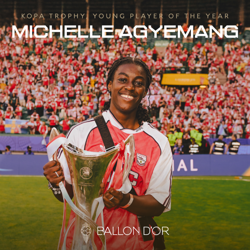 Arsenal Women (@arsenalwfc) on Twitter photo She’s one of our own 🙌
Congratulations to Michelle Agyemang on her <a href="/ballondor/">Ballon d'Or</a> Kopa Trophy nomination 👏 She’s one of our own 🙌
Congratulations to Michelle Agyemang on her <a href="/ballondor/">Ballon d'Or</a> Kopa Trophy nomination 👏