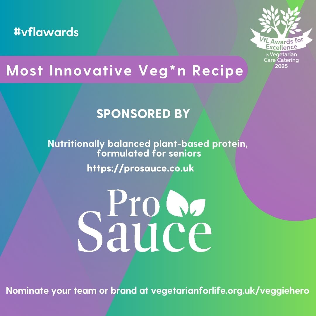 Got a tasty, creative veg*n recipe perfect for care/hospital settings?

Enter the Most Innovative Vegan/Vegetarian Recipe category – part of <a href="/VfL_UK/">V for Life</a>’s 2025 Awards, sponsored by ProSauce.

Winning recipes will be widely shared.
👉 vegetarianforlife.org.uk/veggiehero
#VfLAwards2025